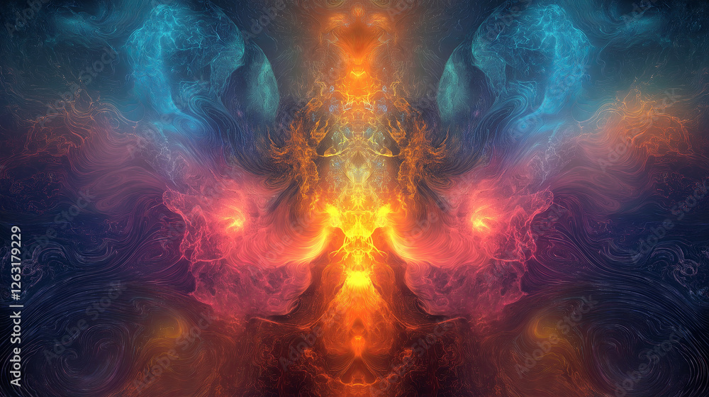 Poster A holographic fractal interface with endless data streams flowing like liquid light