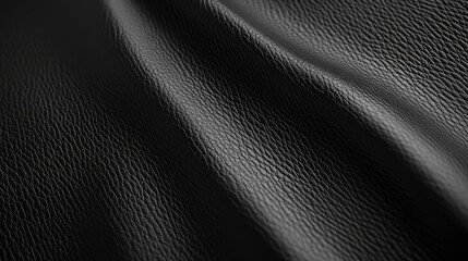 Fototapeta premium Close-up of Smooth Black Leather Texture with Sheen