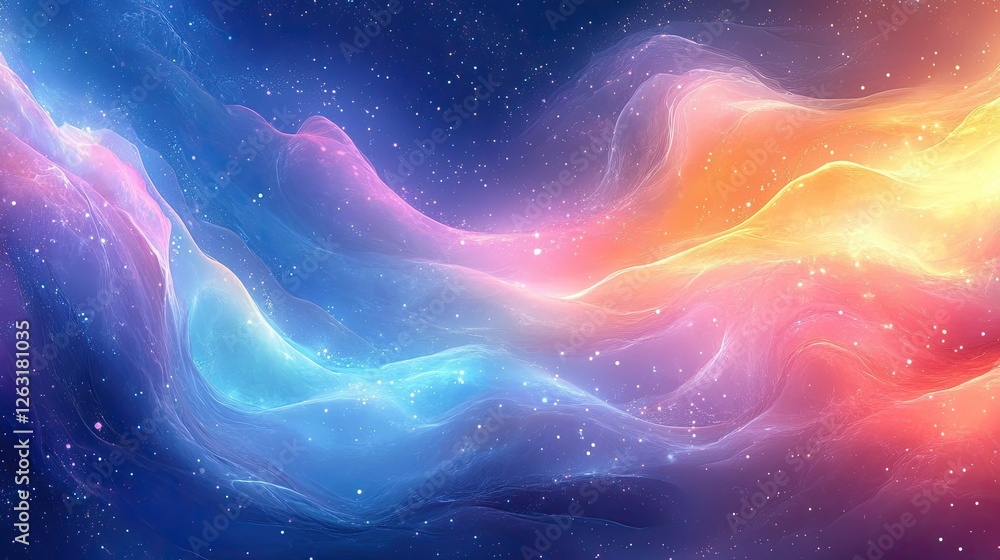 Poster celestial waves of color and light in space