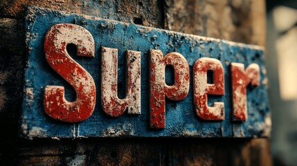 The old sign with faded letters says Super.