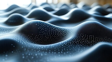 Obraz premium Abstract Blue Wave Pattern With Glowing Dots