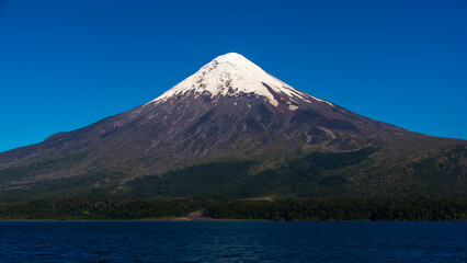 Osorno volcano from the Andes Mountains, Chile, seen from lake Todos los Santos
