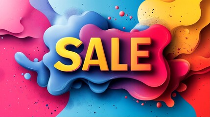 A vibrant and eye-catching sale poster featuring bold colors and dynamic typography.