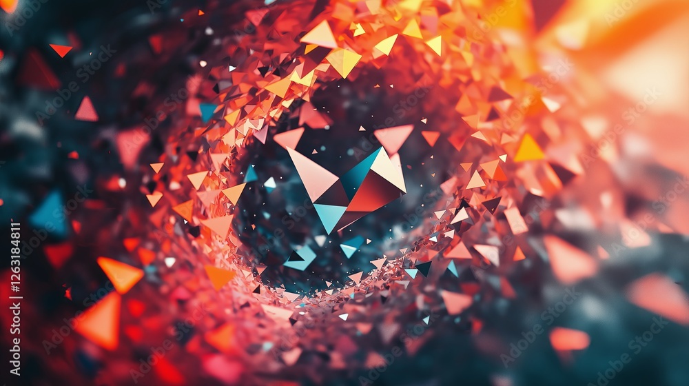 Poster A fractal vortex of shifting multicolored triangles