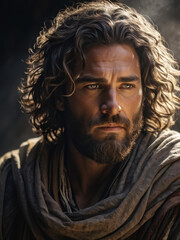 A powerful portrait of Job, the biblical figure symbolizing endurance and faith through hardship. A timeless depiction of resilience. Generative AI