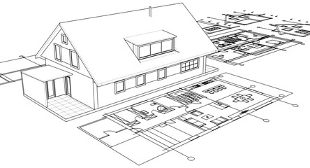 traditional residential architecture sketch house 3d