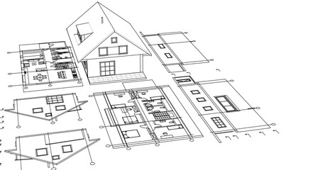 traditional residential architecture sketch house 3d