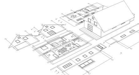 traditional residential architecture sketch house 3d