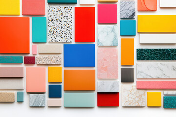 Vibrant collection of colorful tiles arranged in an artistic pattern.