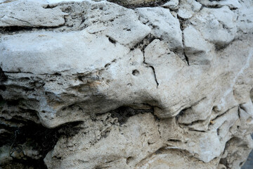Intricate textures on weathered rock formations in natural landscape