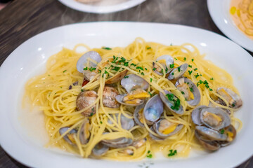 菜の花とアサリのスパゲッティ