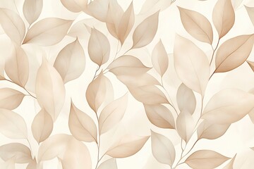 Delicate Beige Leaf Pattern Background
