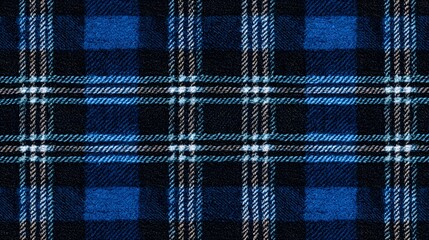 Blue and Black Plaid Pattern Textile for Fabric and Background Use