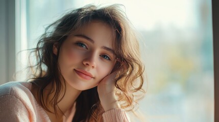 Obraz premium Charming Young Woman Posing in Natural Light