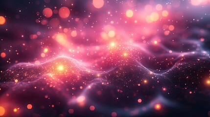 Fototapeta premium Abstract Pink and Orange Glittering Nebula
