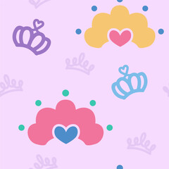 Hand Drawn Colorful Crowns Pattern Background Design