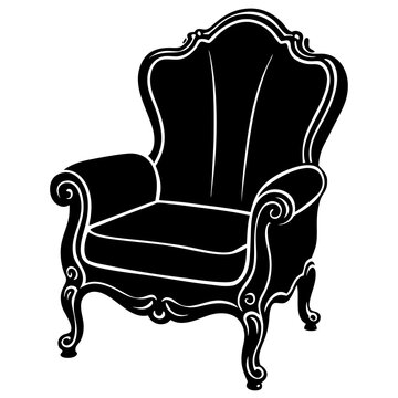 recommend clip art: Armchair featuring an inwardly sculpted armrest silhouette vector illustration 