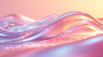 Glittering Pink And Blue Liquid Waves Abstract Art