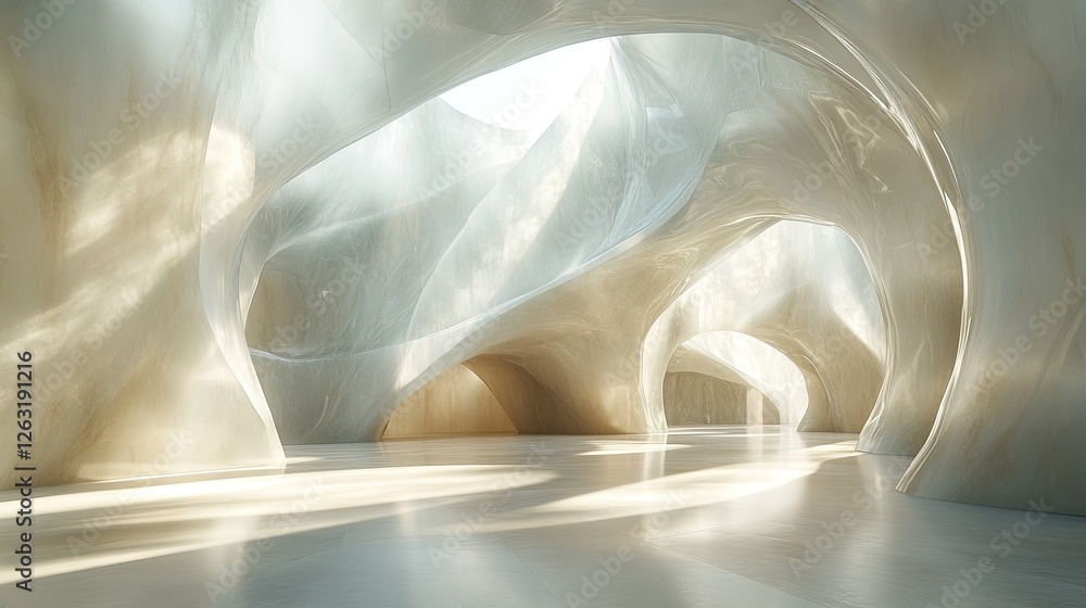 Poster abstract architectural interior design rendering showing light and space
