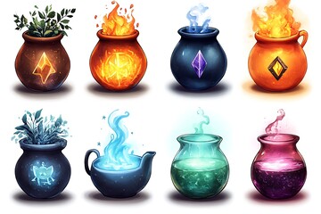 Fantasy Potion and Herb Pots, Magical Elements