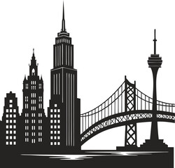 brooklyn bridge silhouette,city skyline silhouette,silhouette of the city