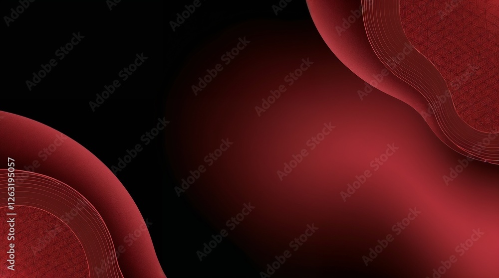 Poster abstract dark background with flowing red shapes and smooth textures