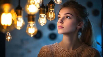 Contemplative Portrait Illuminated by Warm Lights