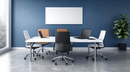 Modern White Boardroom Designed for Collaborative Meetings With Sleek Furniture and Technology