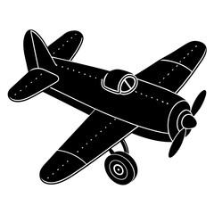 Wooden toy airplane silhouette vector illustration 