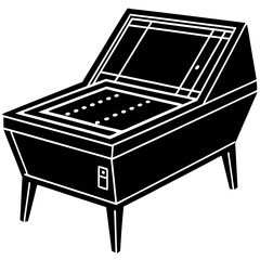 Pinball machine featuring nwardly shaped bumper  silhouette vector illustration 