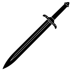 Plastic sword featuring a smoothly recessed handle  silhouette vector illustration 