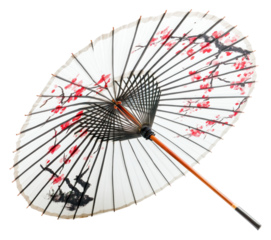 Traditional cherry blossom umbrella japan decorative studio isolated on transparent background