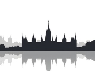 Obraz premium Minimalist silhouette of a courthouse with clean architectural lines 