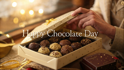 Box of Assorted Chocolates with "Happy Chocolate Day" Message