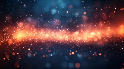 Obraz premium A vibrant blend of blue and orange particles creates a mesmerizing abstract background, evoking a sense of cosmic wonder.