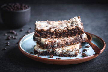 Homemade brownies with white chocolate