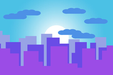 Cityscape. Vector illustration of a city, metropolis with beautiful tall buildings, skyscrapers in the background.