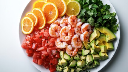 Colorful Shrimp Watermelon Avocado Salad with Citrus