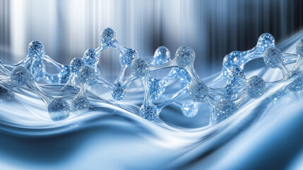 Molecular Structure in Blue Abstract Background