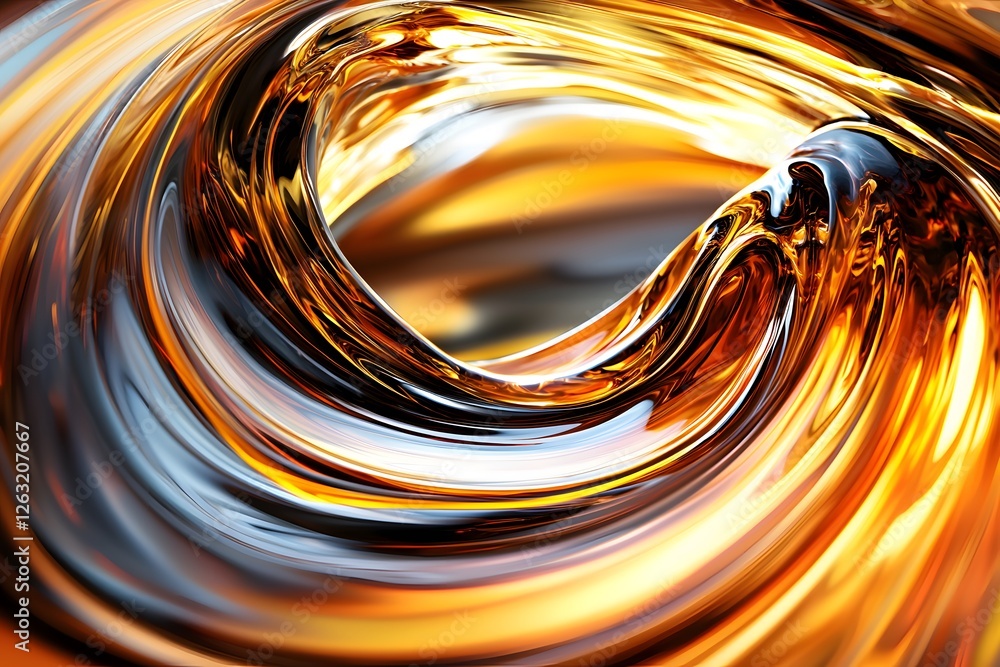Poster amber liquid swirl: a mesmerizing abstract image showcasing a swirling vortex of amber liquid, captu