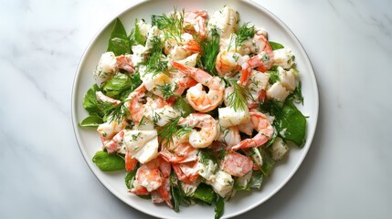 Creamy Seafood Salad with Shrimp and Scallops