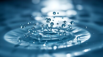 a close-up view of water with multiple water droplets