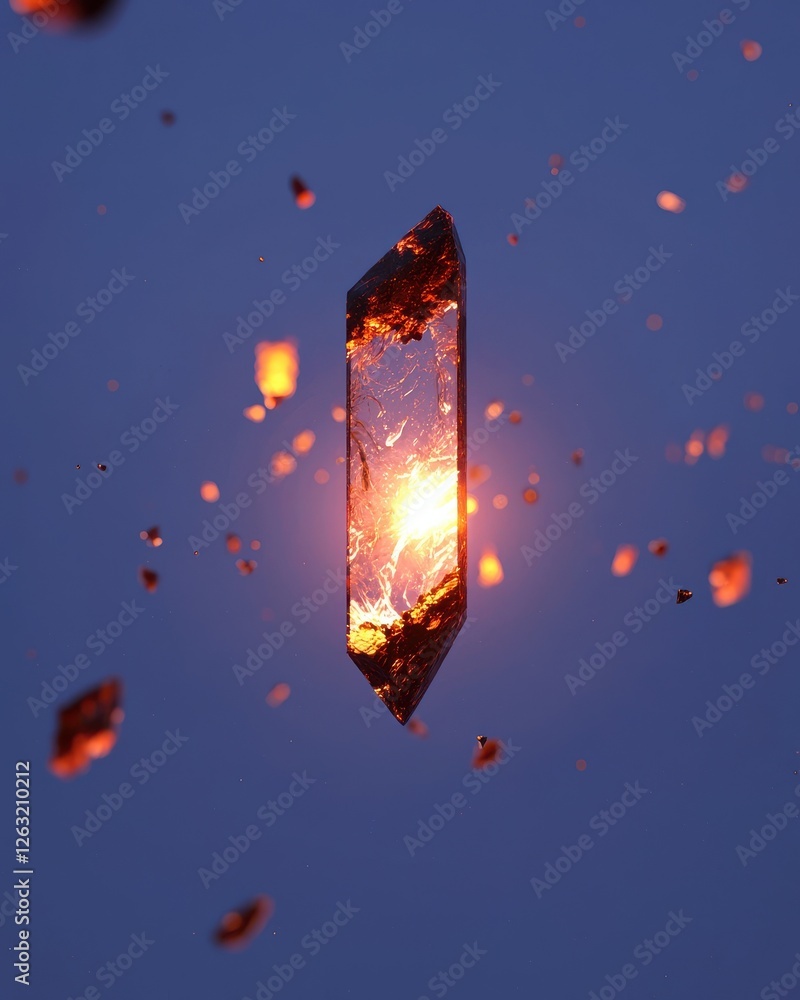 Poster sparkling crystal formation abstract art digital environment close-up view illuminated concept