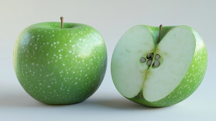 Whole And Sliced Green Apple Displaying Freshness And Nutritional Value