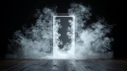 Mysterious Doorway in Smoke Filled Room.