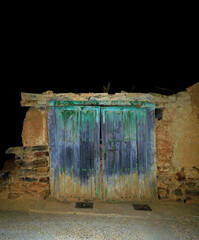 ancient ruin in a old village at night