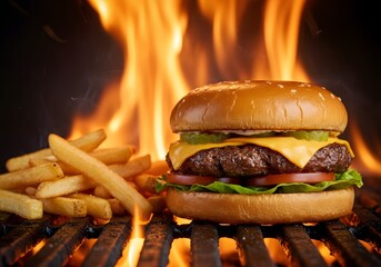 Grilled Cheeseburger and Fries