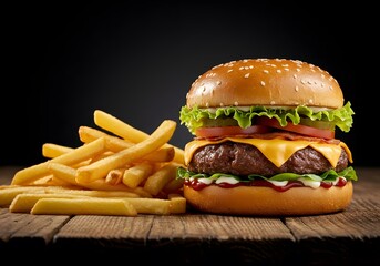 Grilled Cheeseburger and Fries