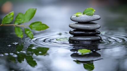 Zen Garden Serenity: Stacked Stones and Reflecting Water