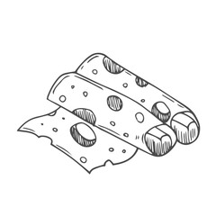 Cheese slices illustration, drawing, engraving, ink, line art, vector